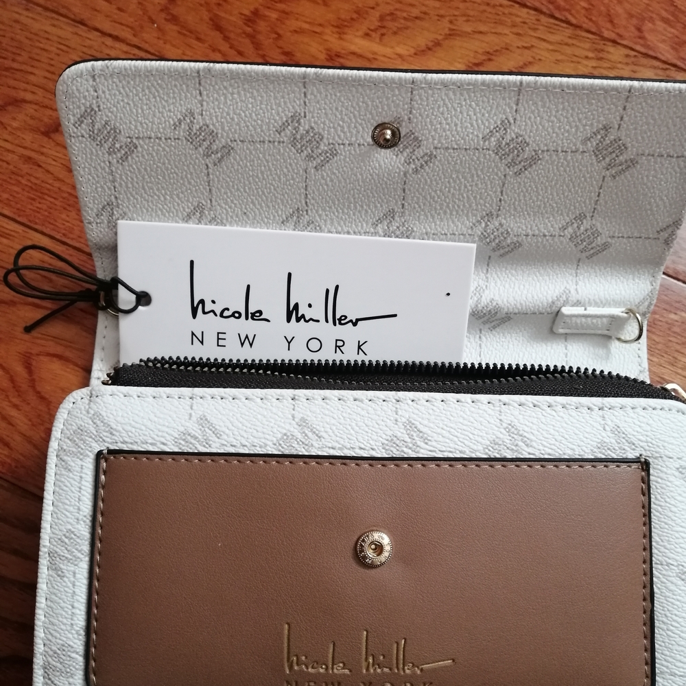 Nicole Miller White and Brown Crossbody Bag - Picture 5 of 7